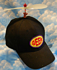 Adult Black Propeller Hat With Brim (with patch)